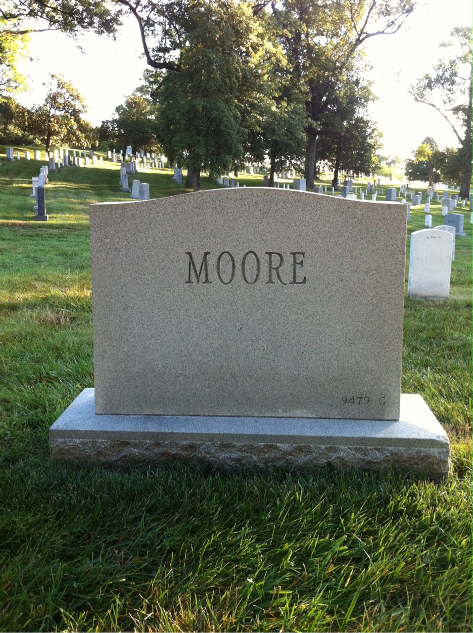 Back of headstone — Wesley Moore