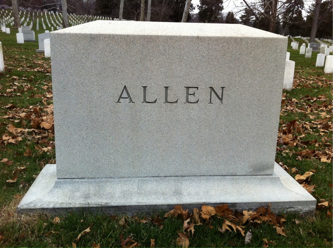 Back of headstone — Robert Allen