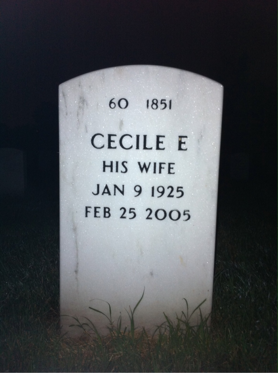 Back of headstone — Walter Brown