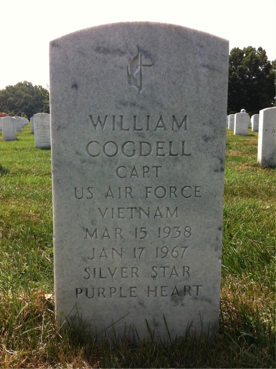 Back of headstone — William Keith Cogdell