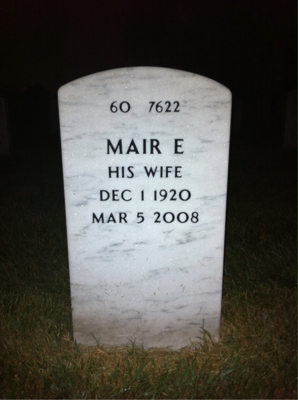 Back of headstone — Edgar Moody