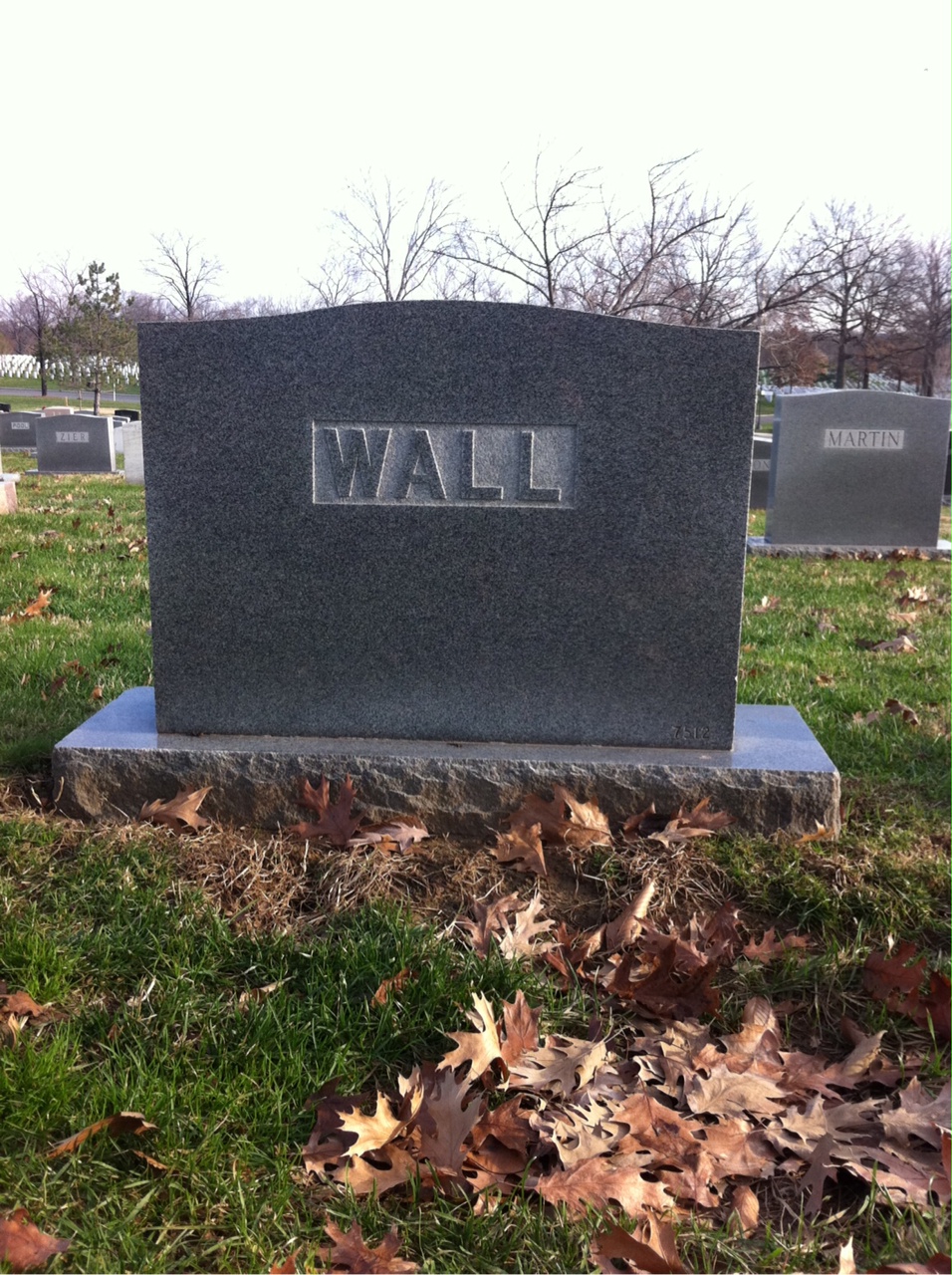 Back of headstone — Leolus Wall