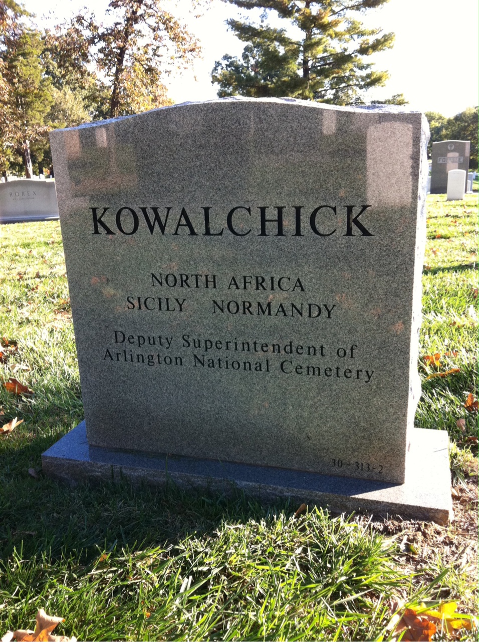 Back of headstone — Metro Kowalchick
