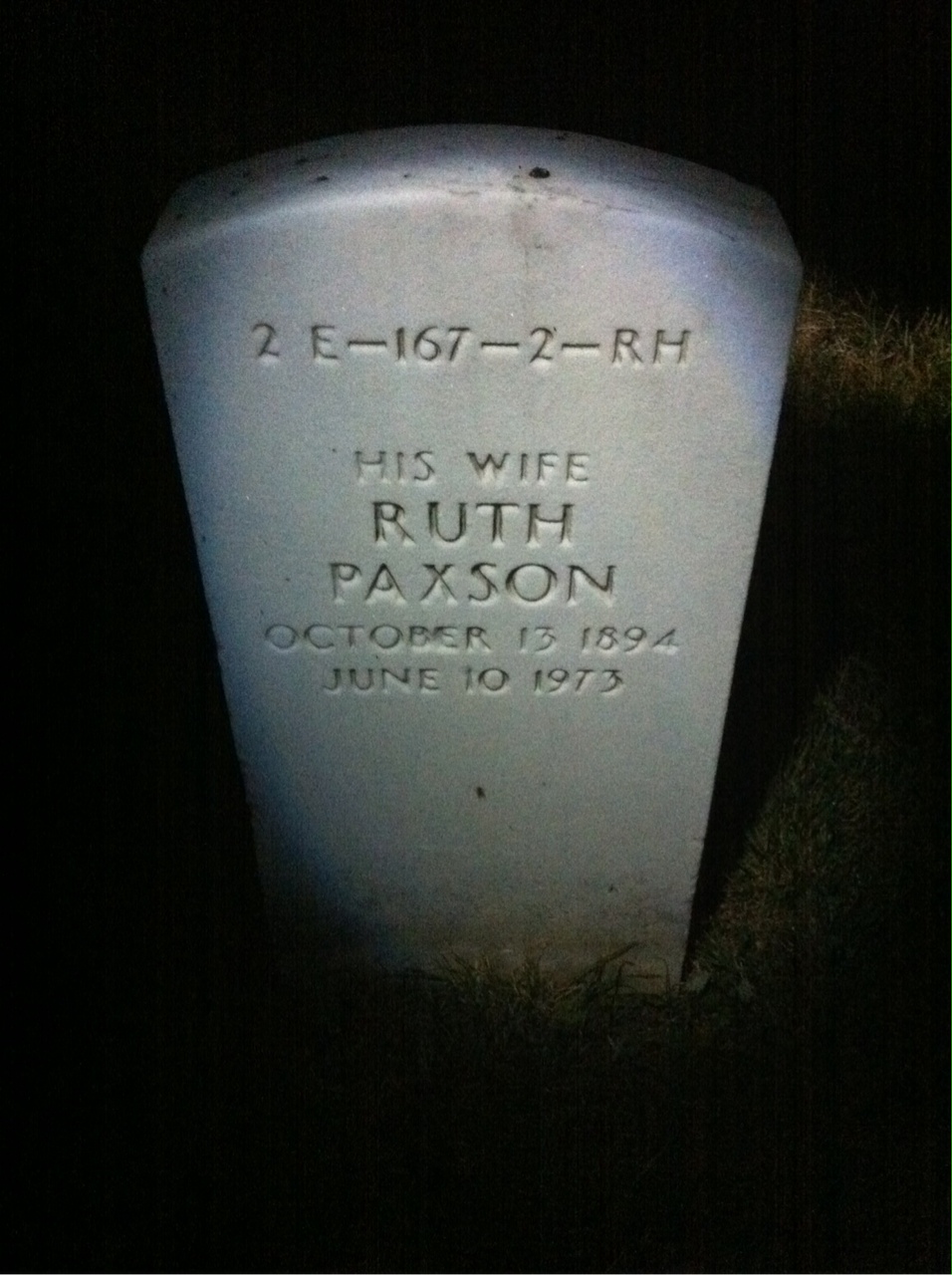 Back of headstone — Ruth Austin