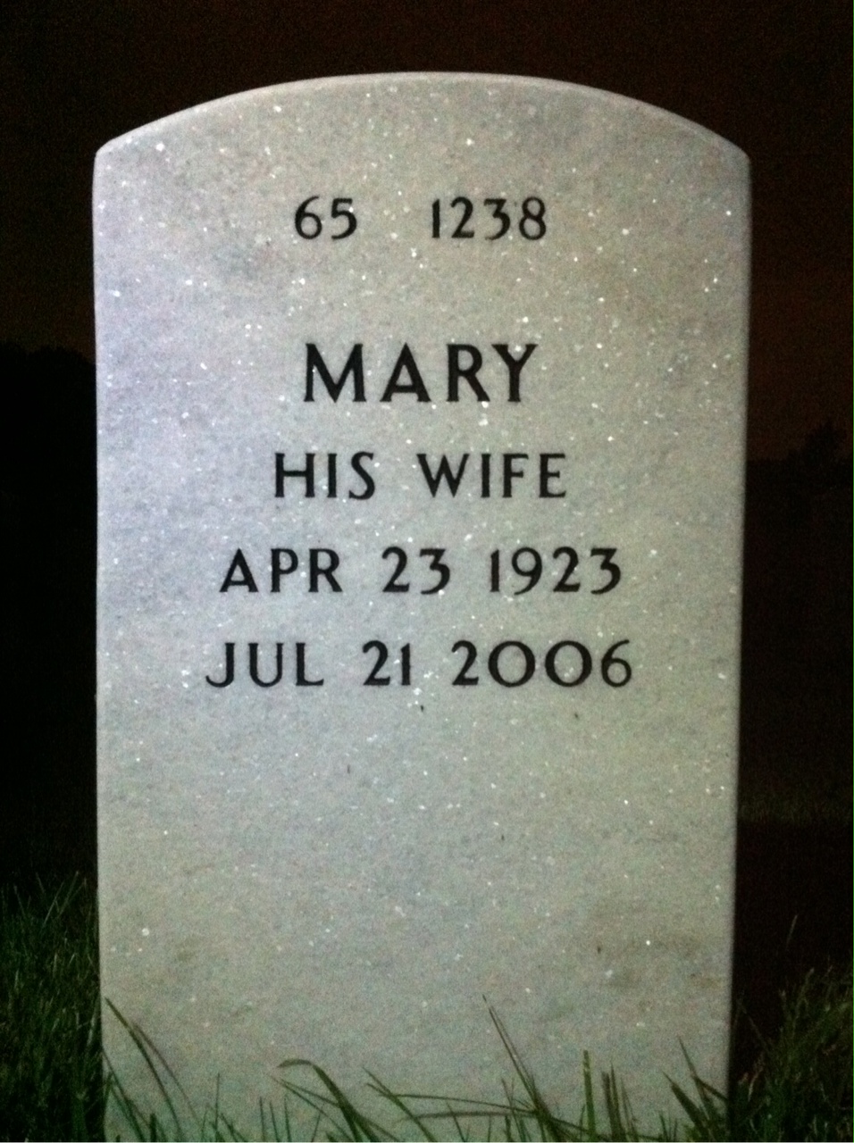 Back of headstone — James Hartney