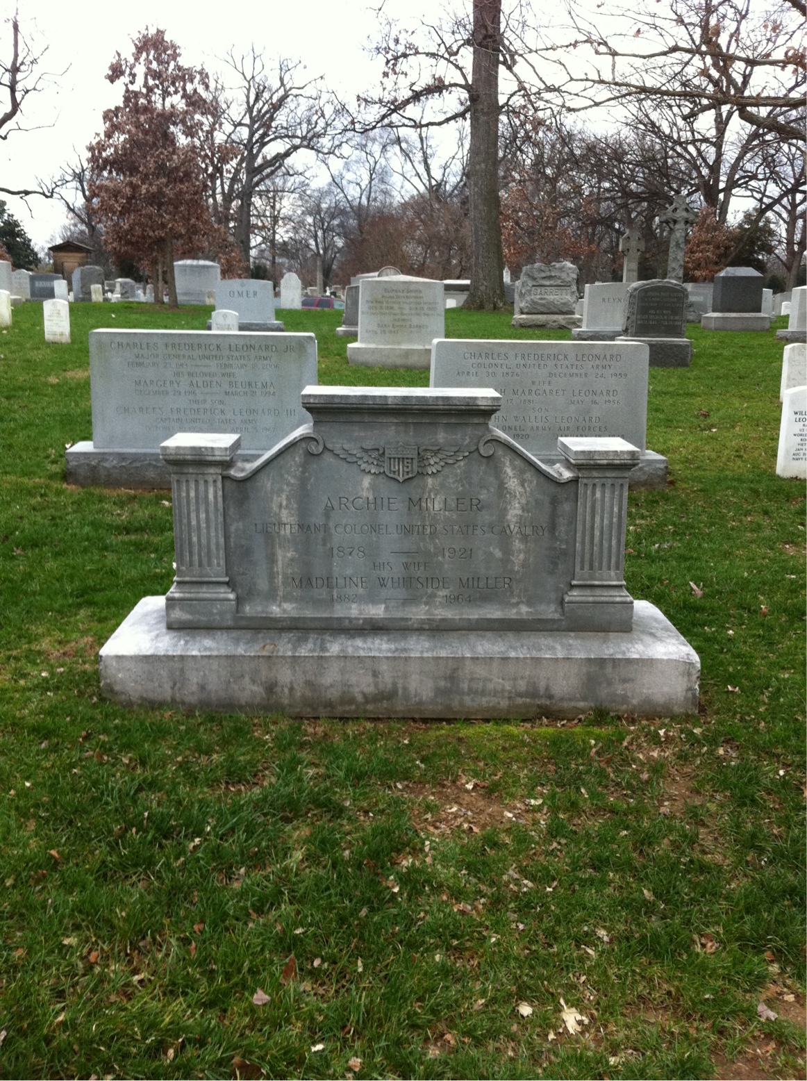 Headstone shared by 2 interments, including Archie Miller
