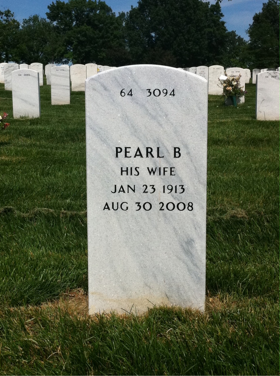 Back of headstone — Wilbur Miller