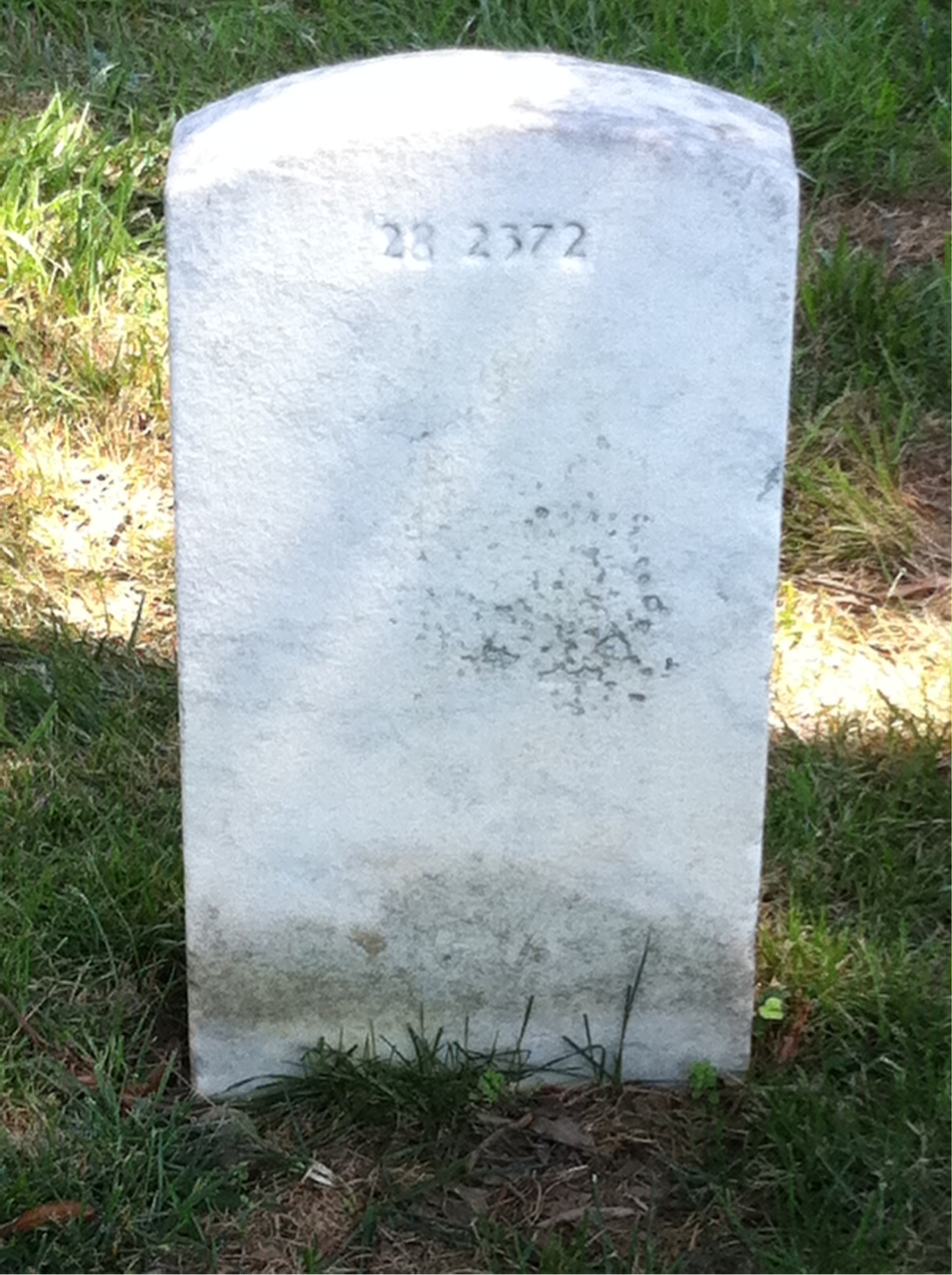 Back of headstone — John Alexander