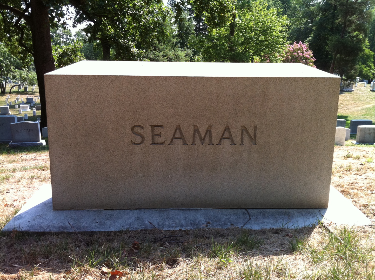 Back of headstone — Claudius Seaman