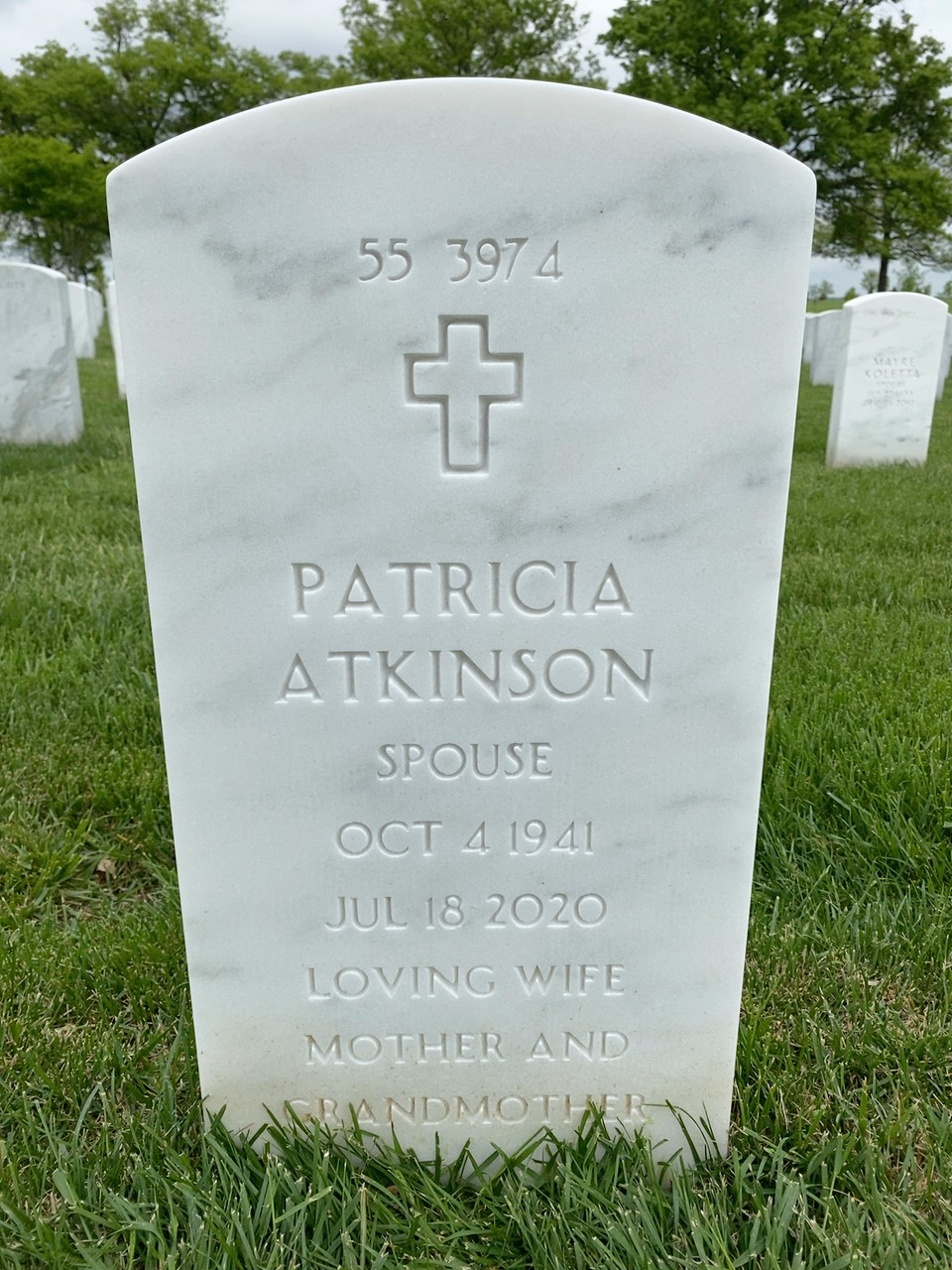 Back of headstone — John Atkinson