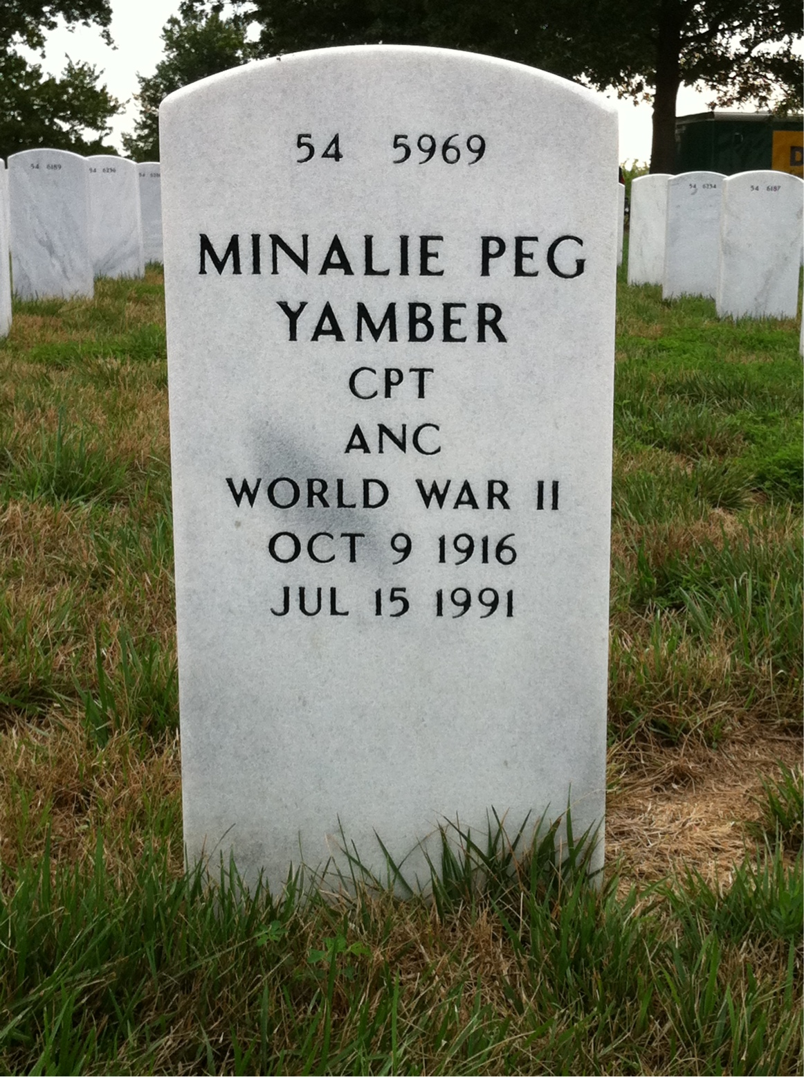 Back of headstone — Minalie Yamber