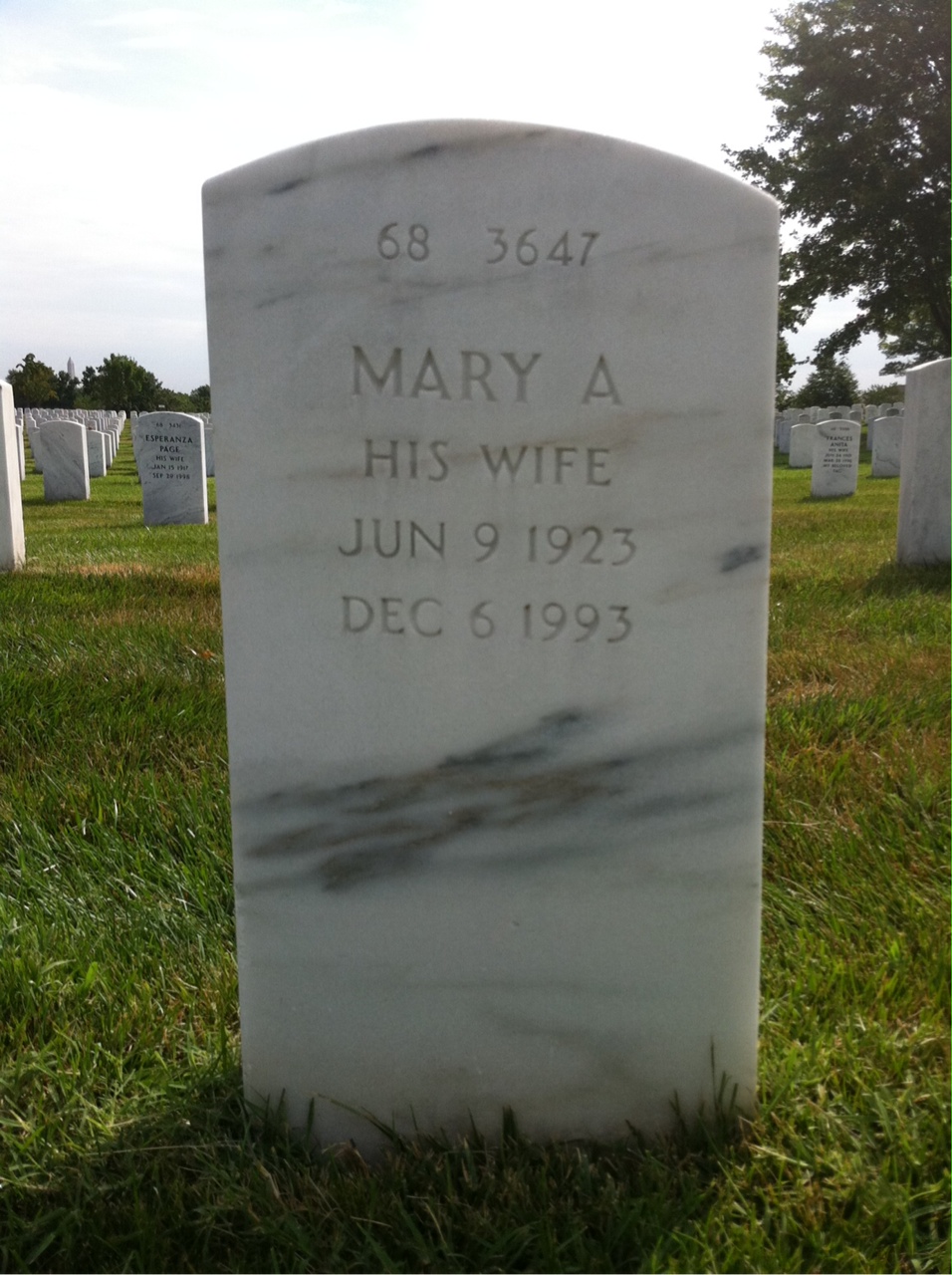 Back of headstone — Reginald C Carnick