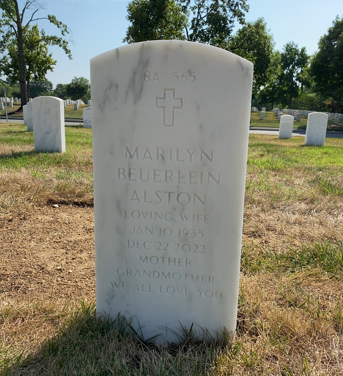 Back of headstone — Charles Alston