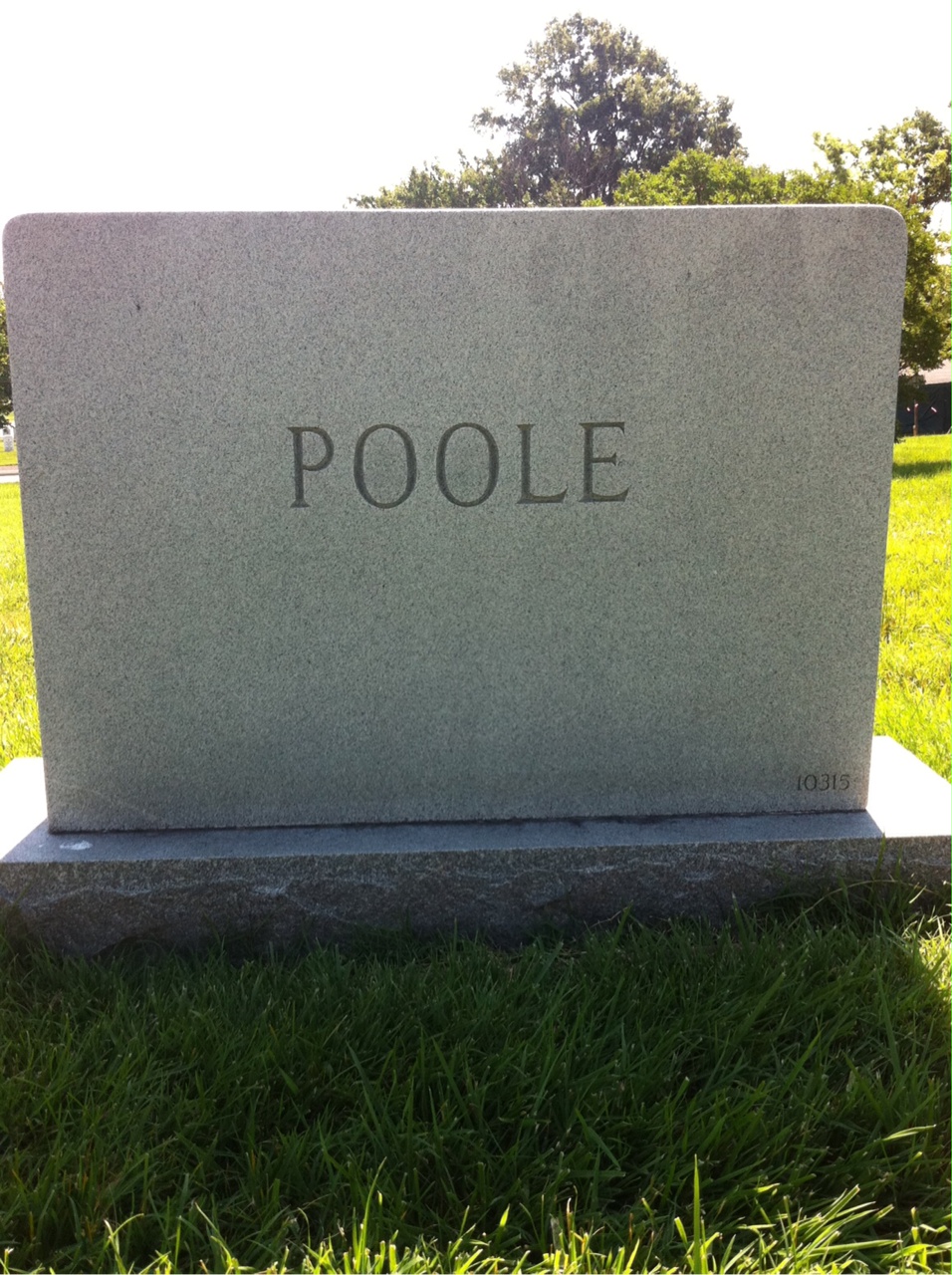 Back of headstone — George Poole