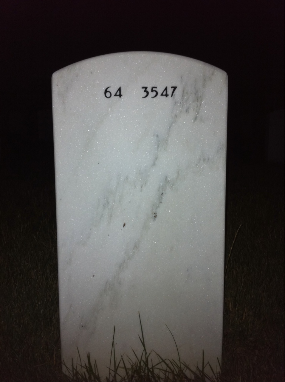 Back of headstone — Clyde Wooten