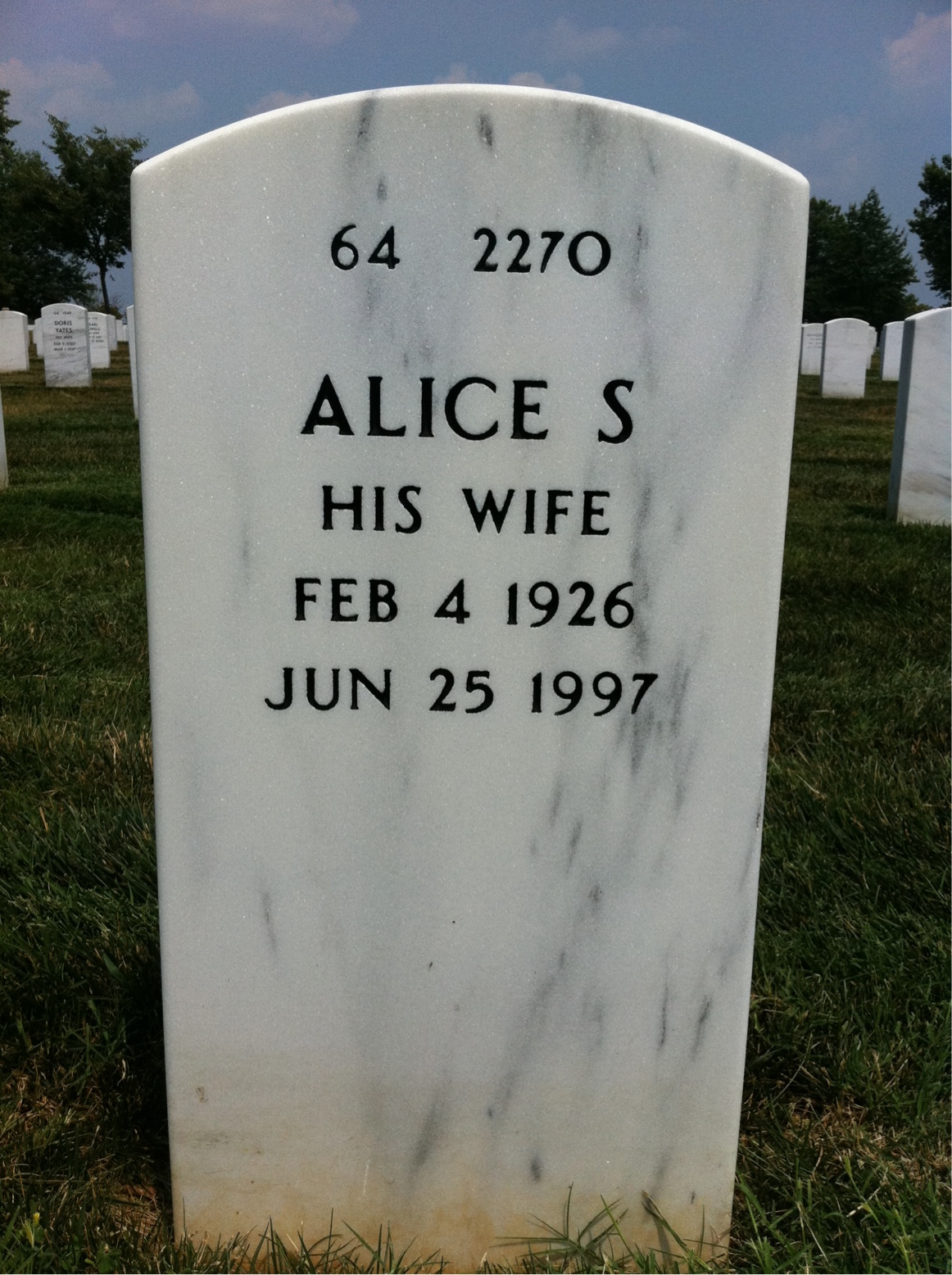 Back of headstone — Harold Jesse