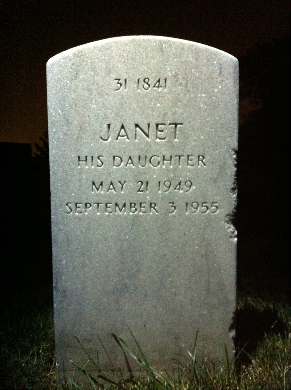 Back of headstone — William S Davis