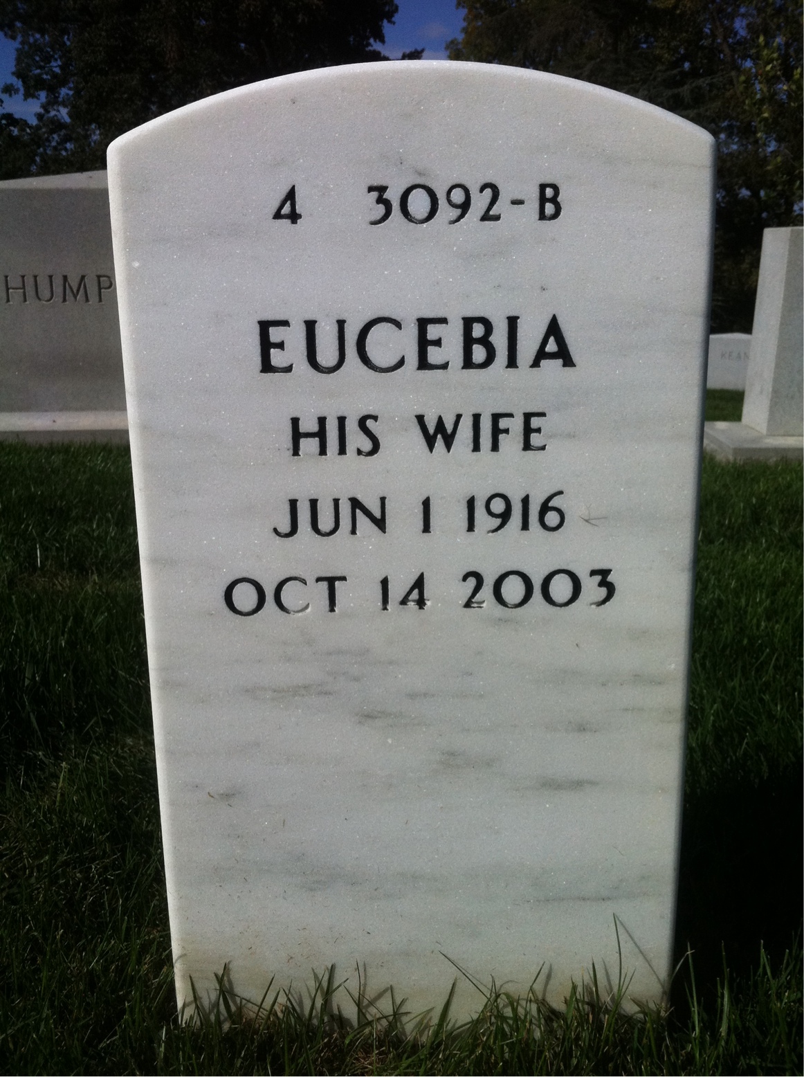 Back of headstone — Harold Hunt