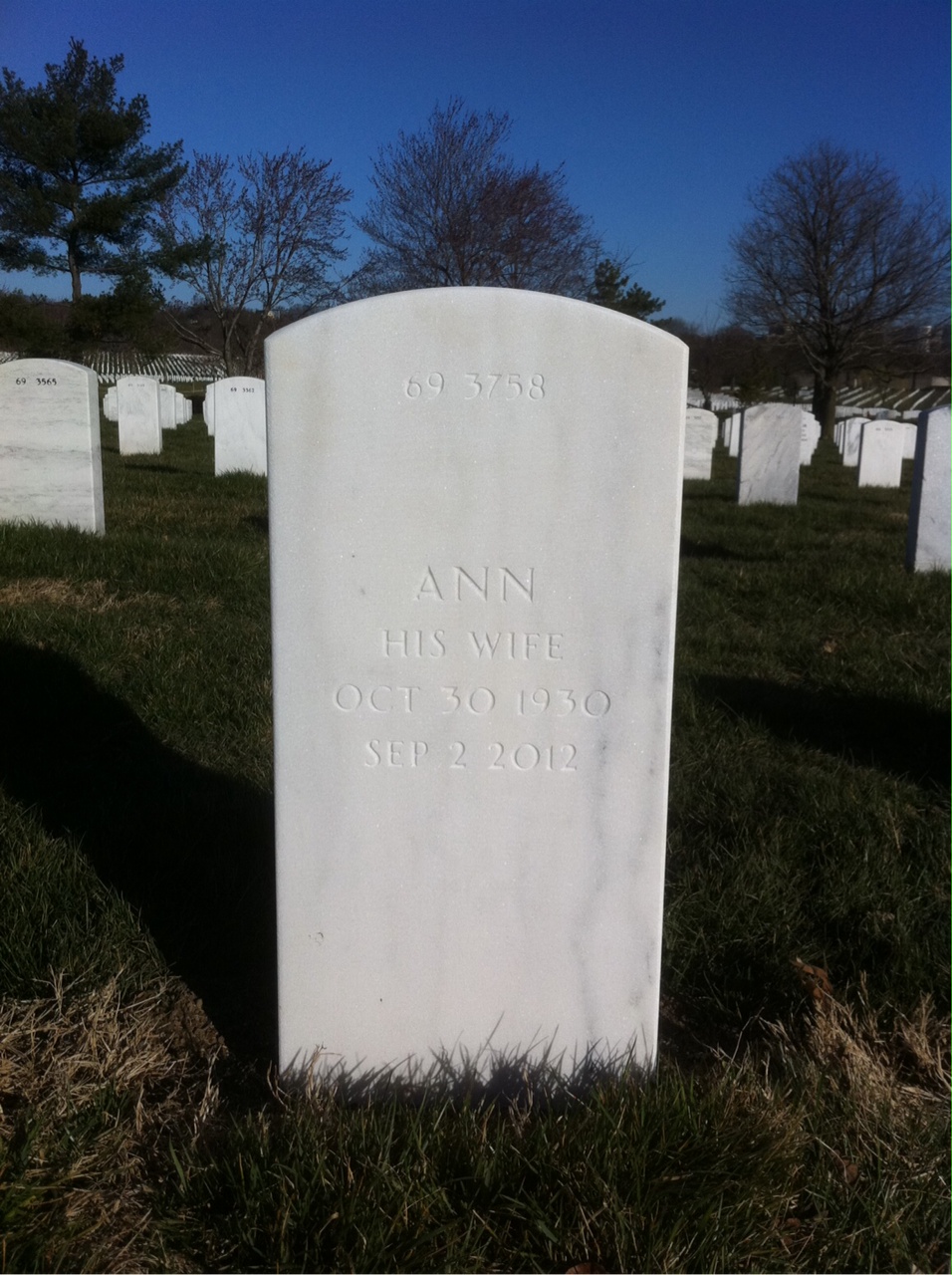 Back of headstone — George Apted