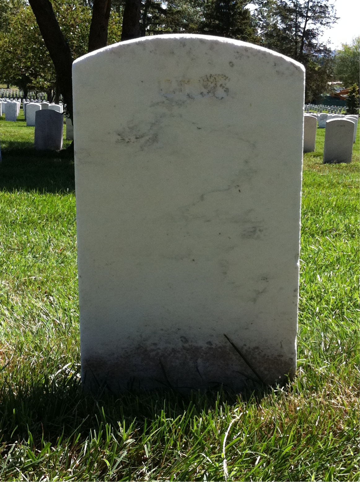 Back of headstone — Dirvin Corle