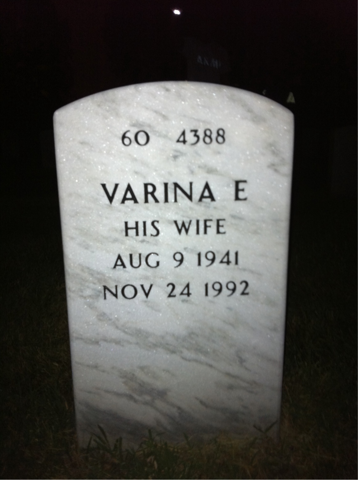 Back of headstone — E Tollison