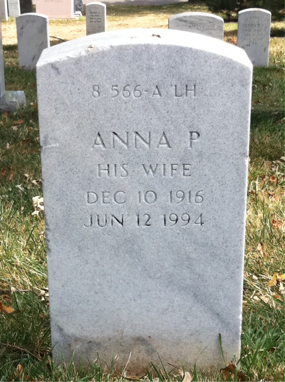 Back of headstone — Anna Moody