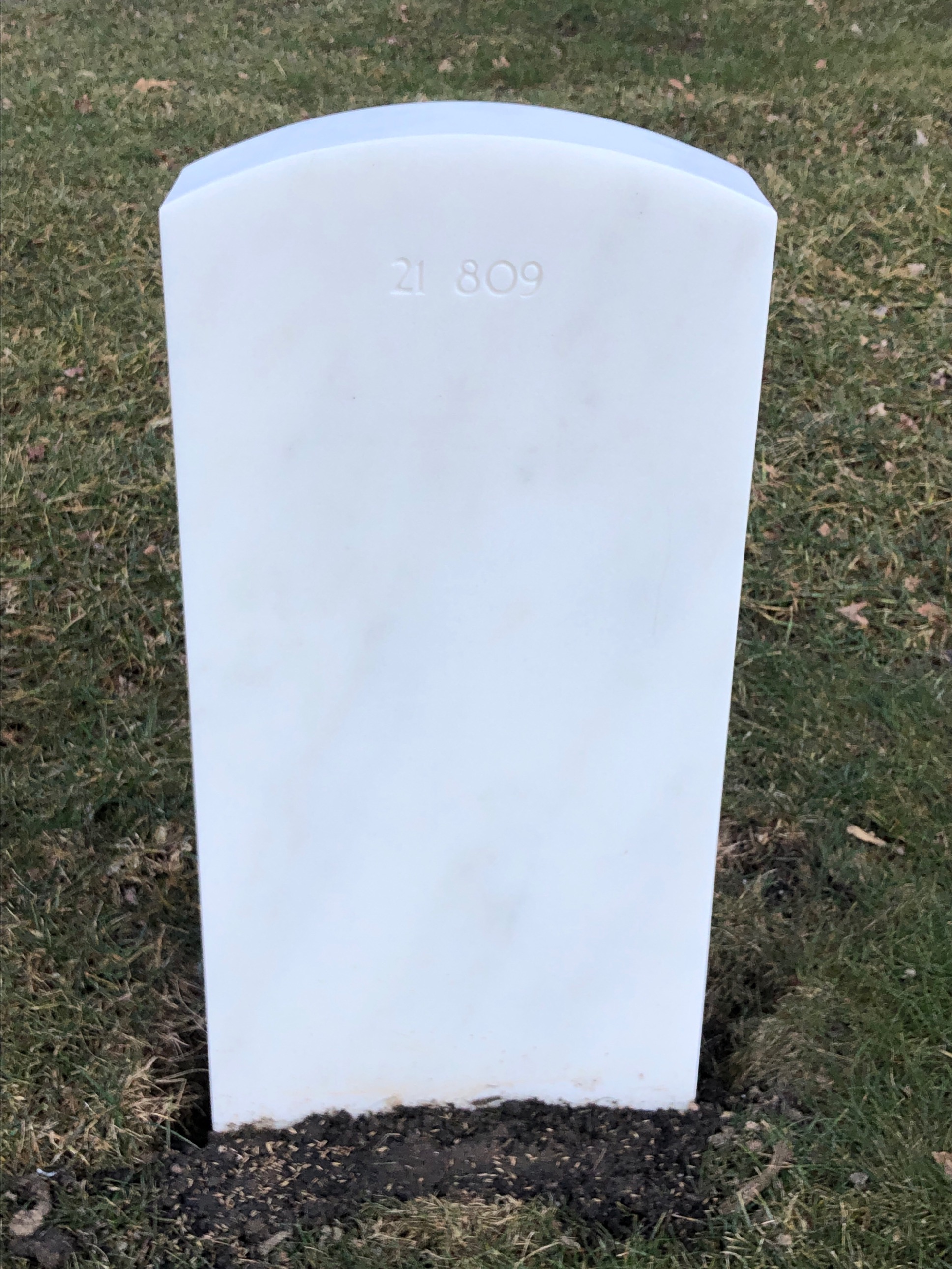 Back of headstone — Cora Allebach