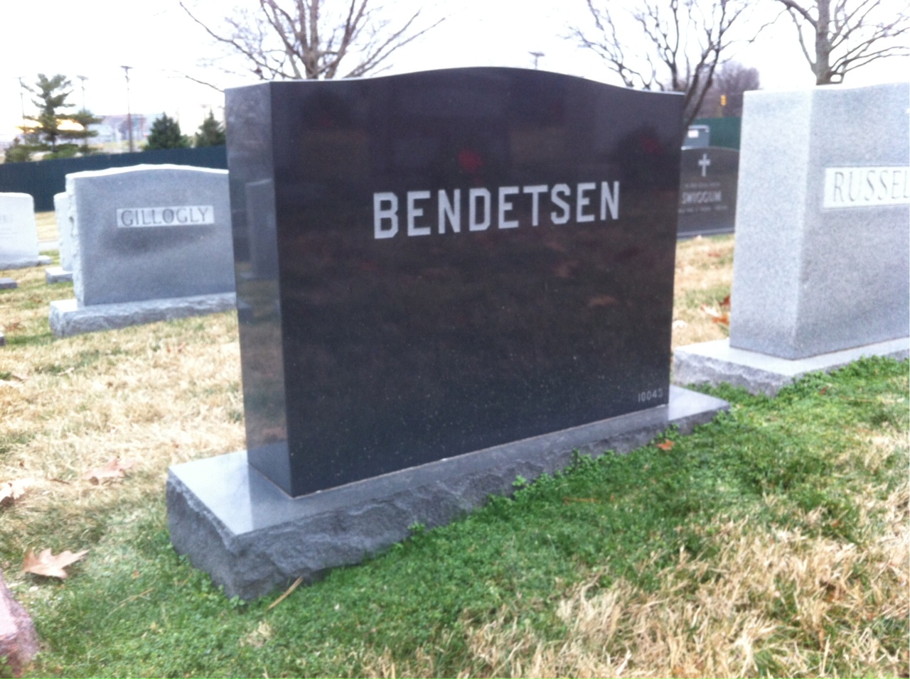 Back of headstone — Karl Bendetsen