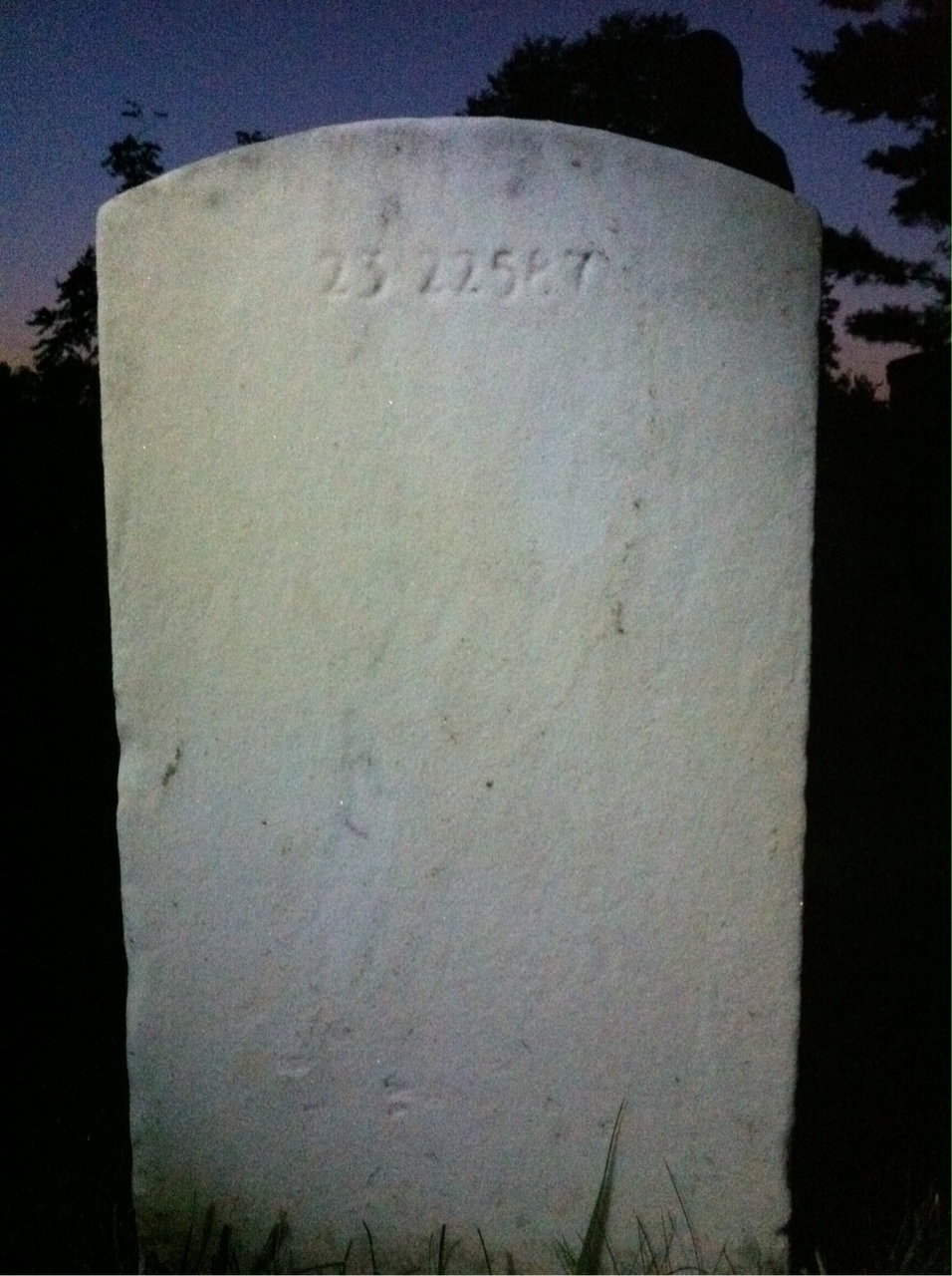 Back of headstone — Angus Arrington