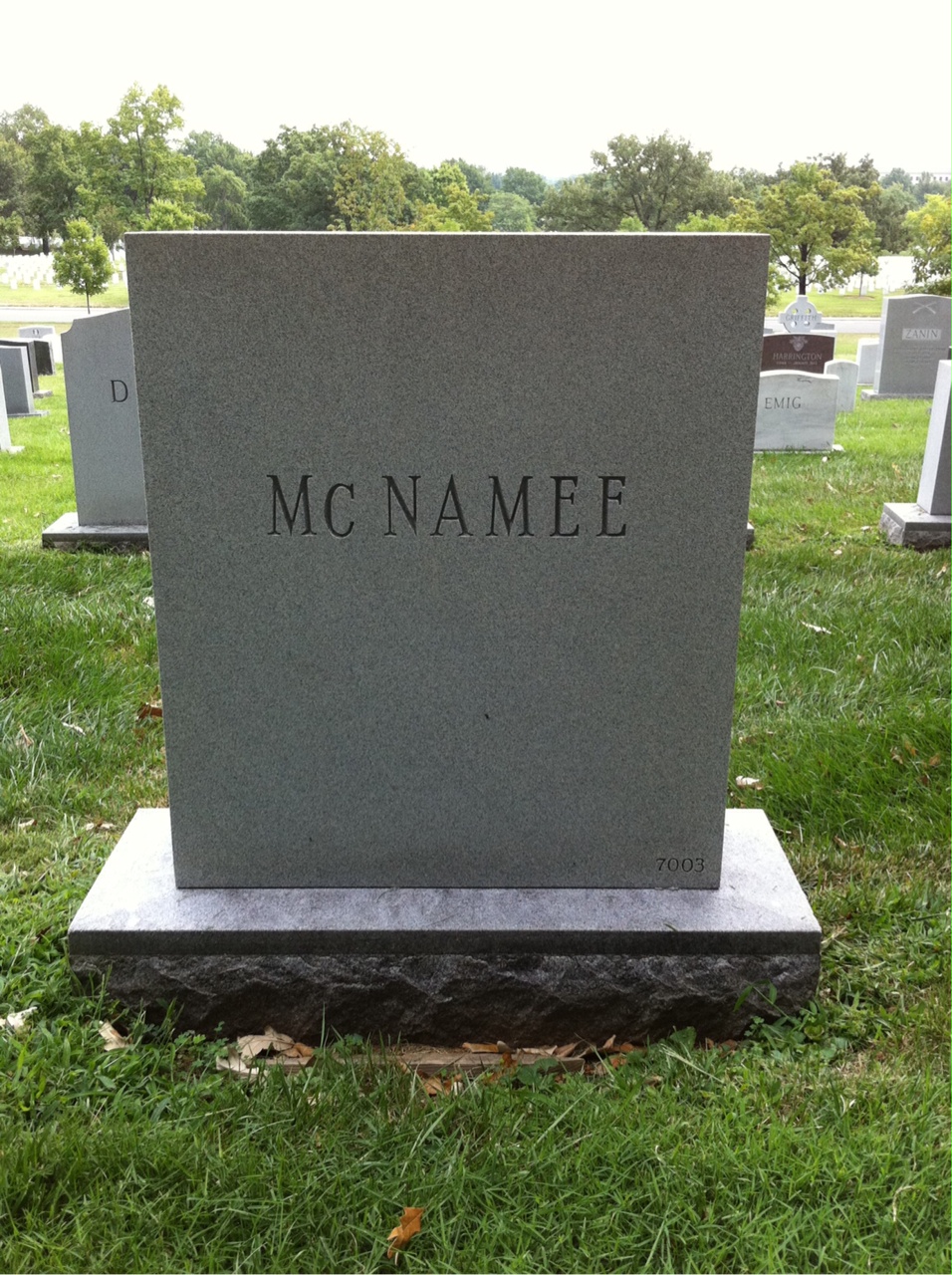 Back of headstone — Robert Mcnamee