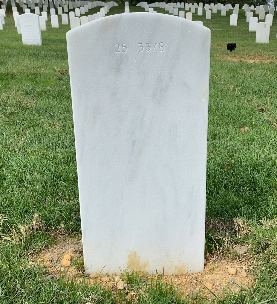 Back of headstone — Willie James Jackson