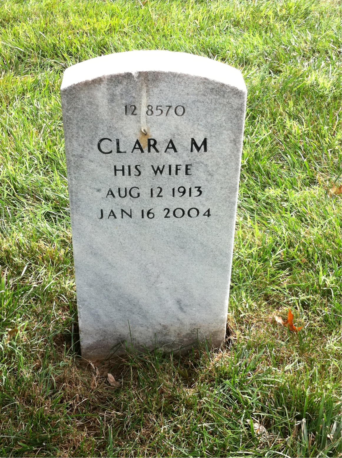 Back of headstone — Henry Harris