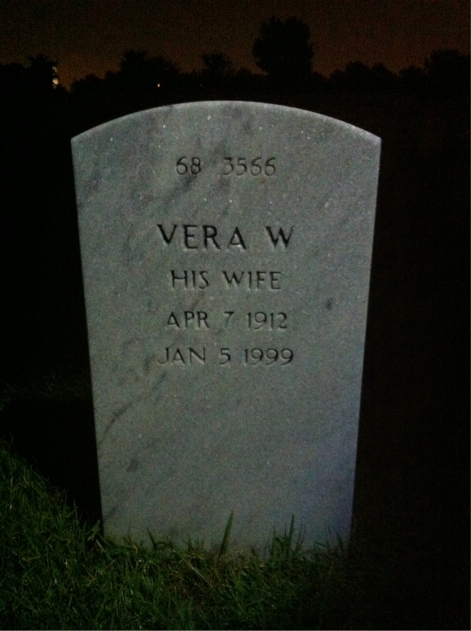Back of headstone — Marshall Baker