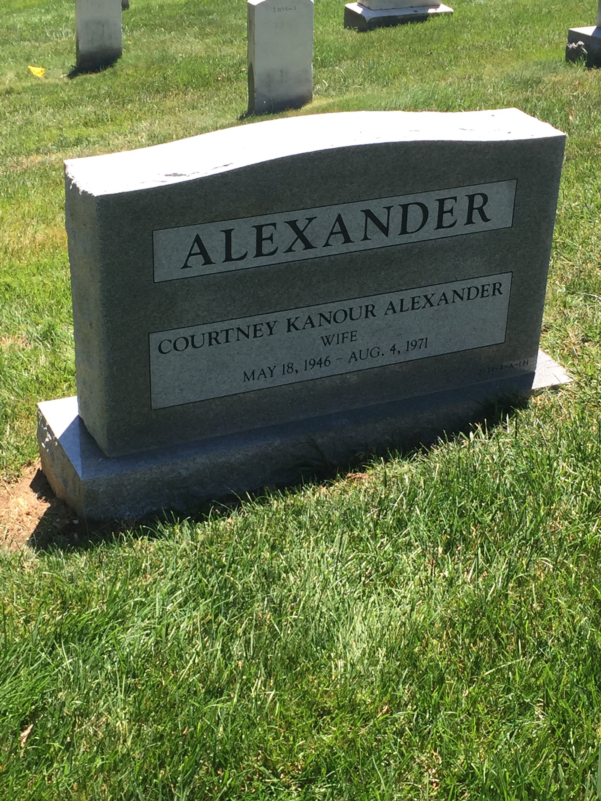 Back of headstone — John Alexander