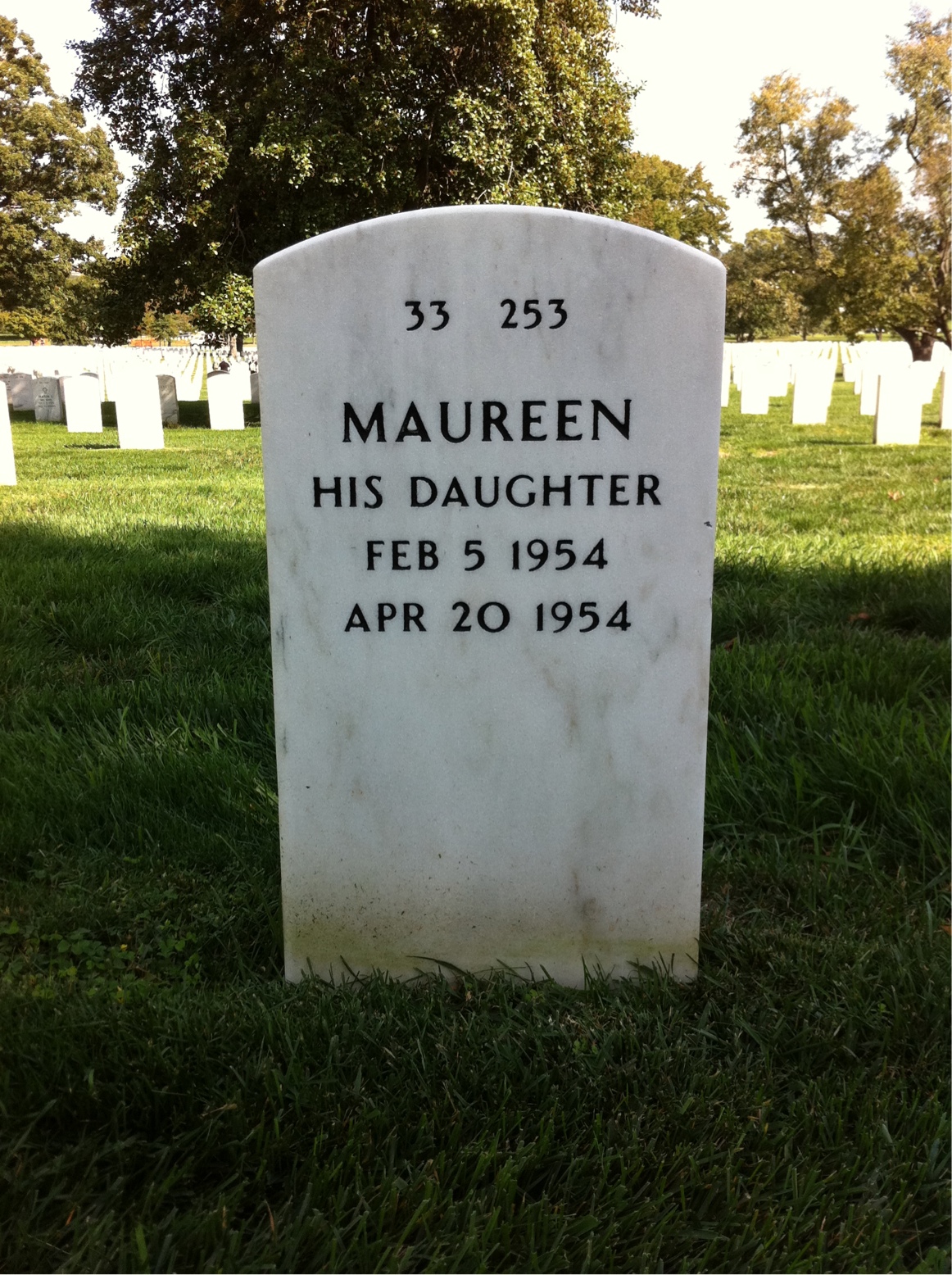 Back of headstone — Maureen Moore