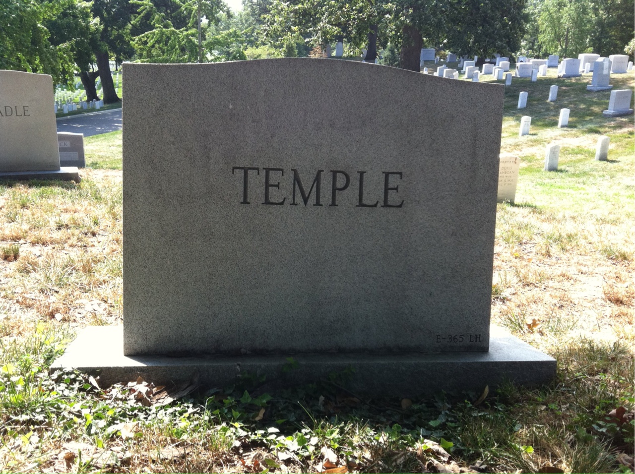 Back of headstone — Harry Temple