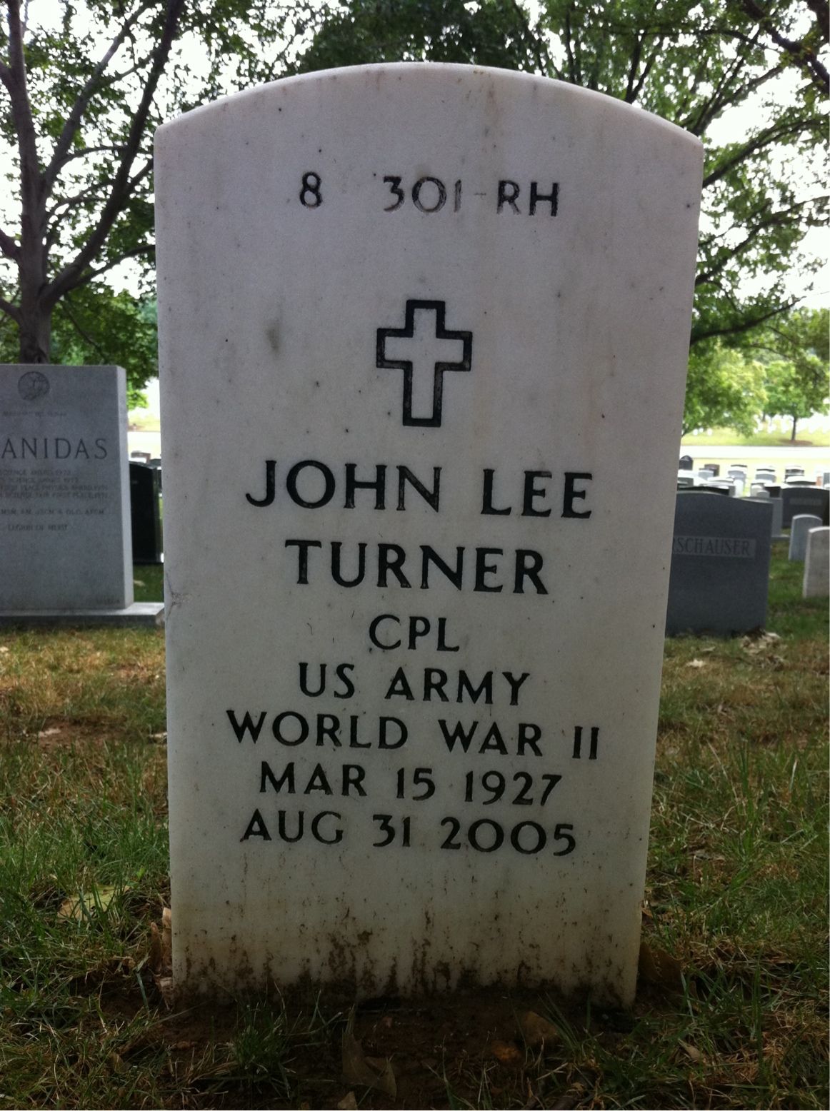 Back of headstone — John Turner