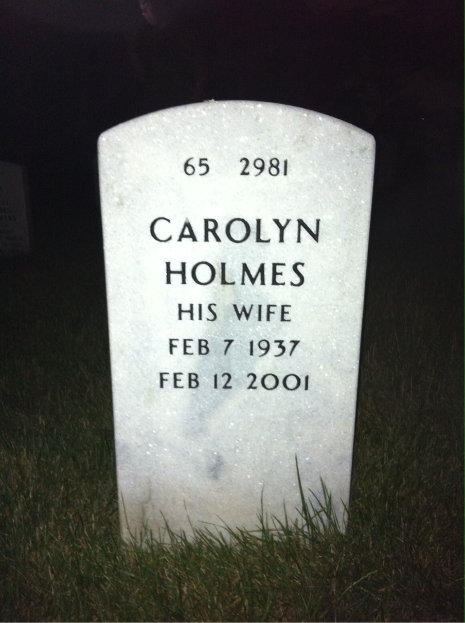 Back of headstone — William Peters