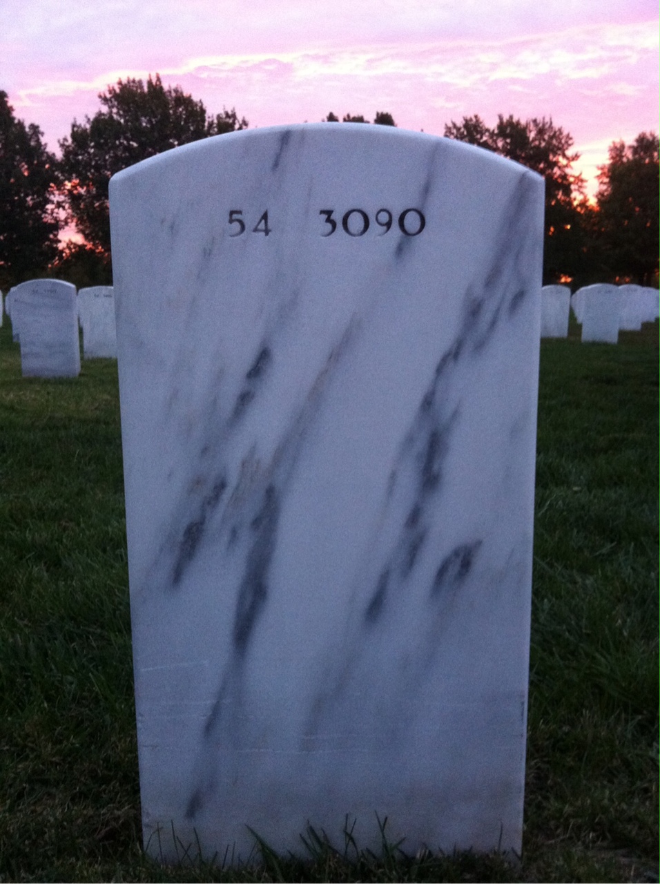 Back of headstone — James Martin