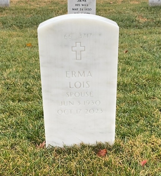 Back of headstone — Winfred R Kirkman