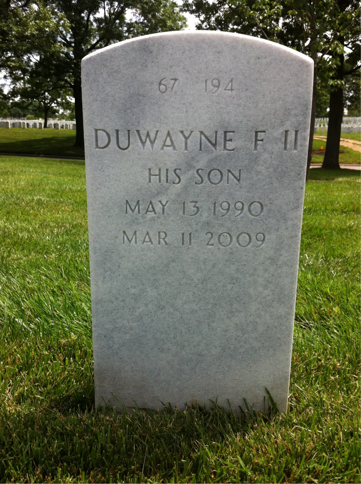 Back of headstone — Duwayne Northey