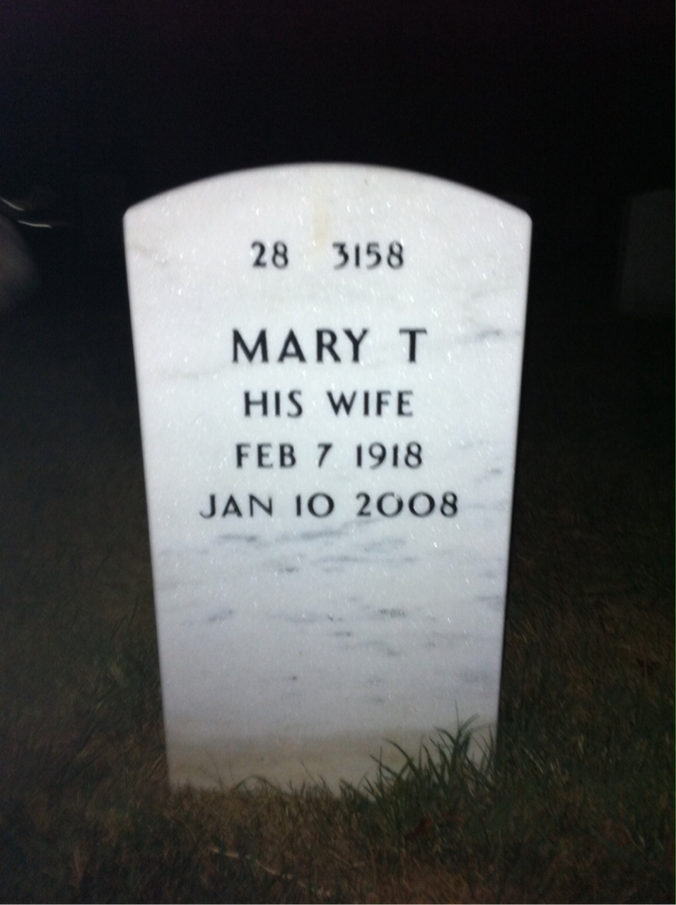 Back of headstone — George Naymik