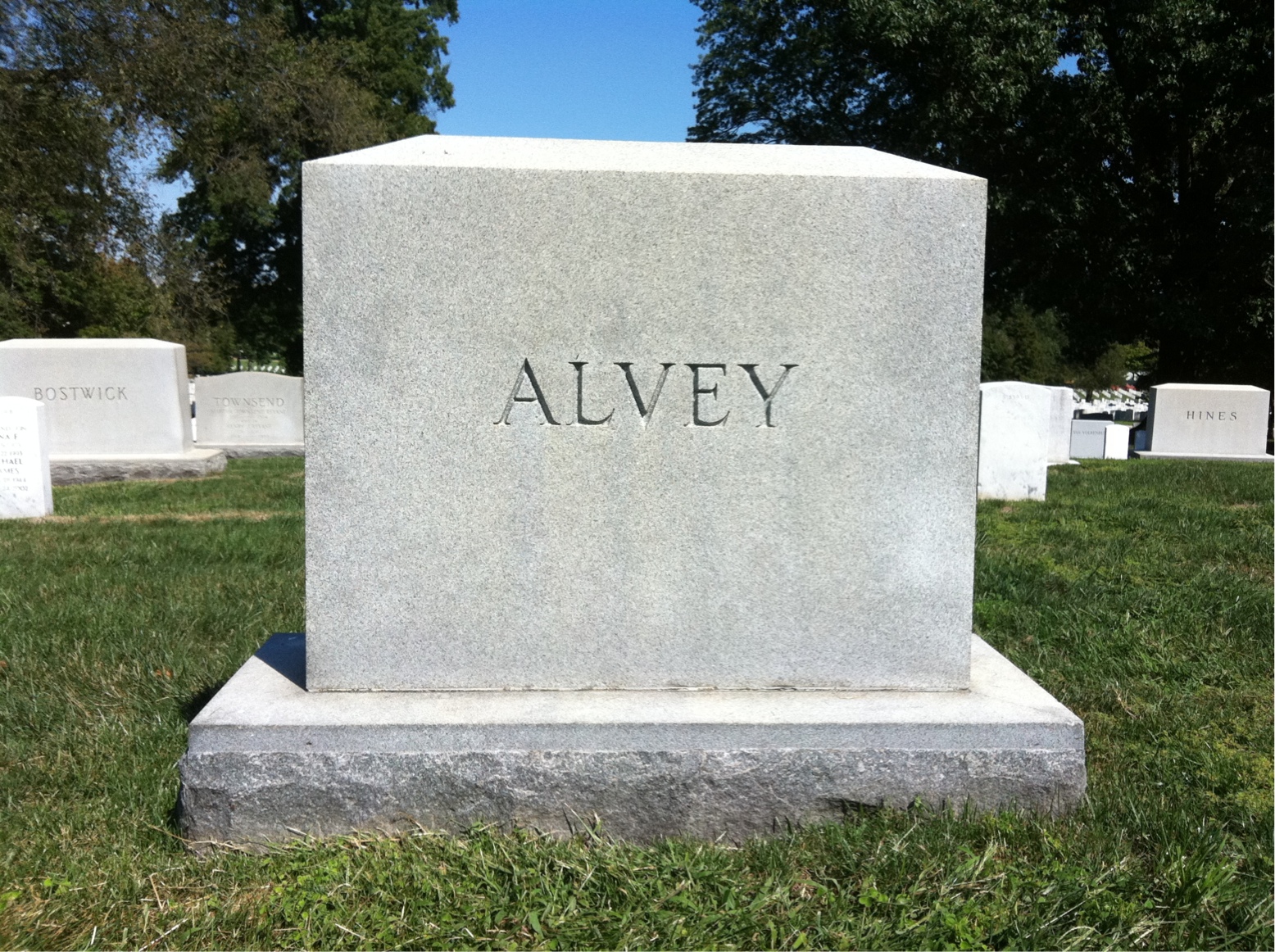 Back of headstone — Richard Alvey