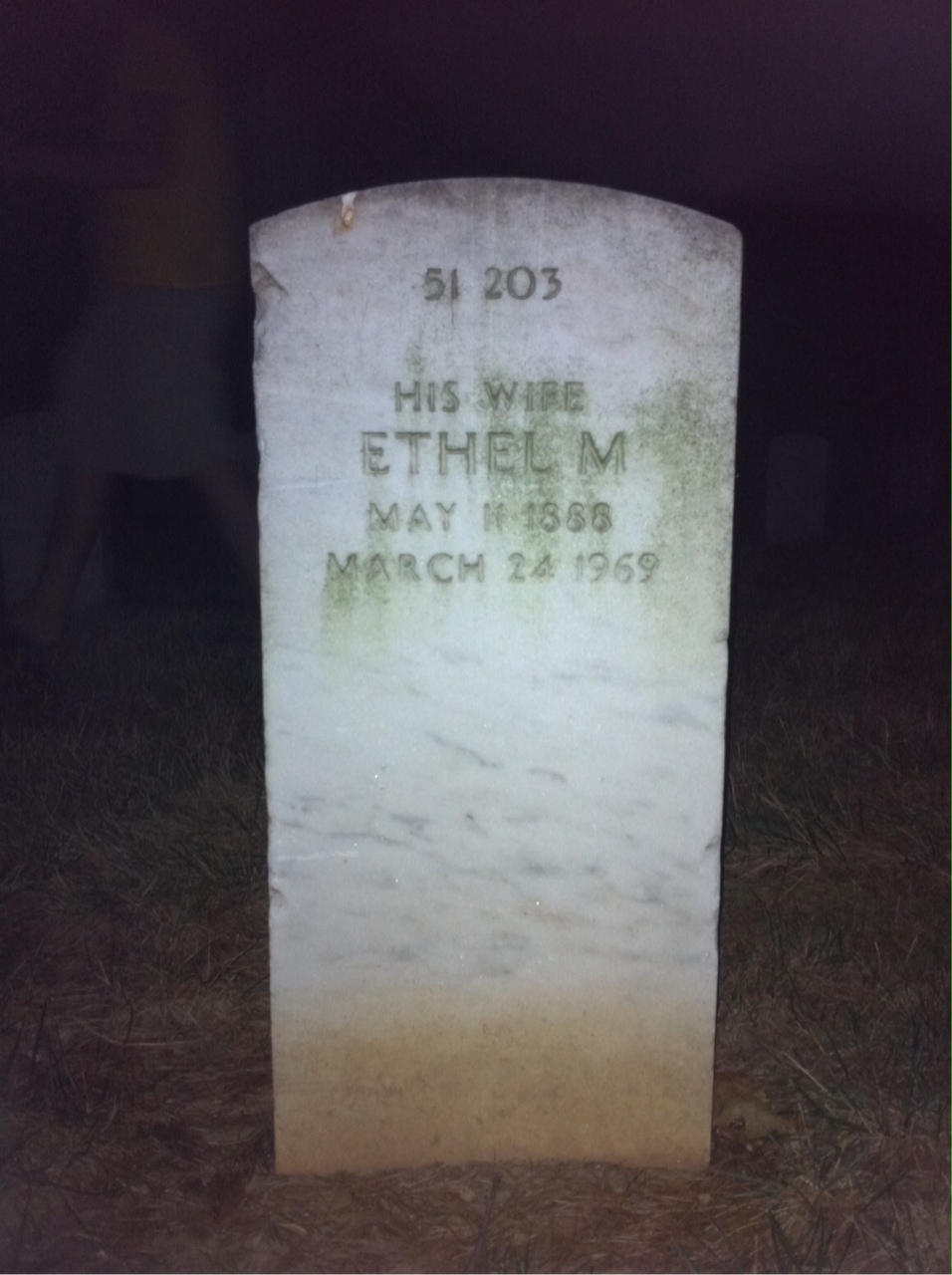Back of headstone — Ethel Bailey