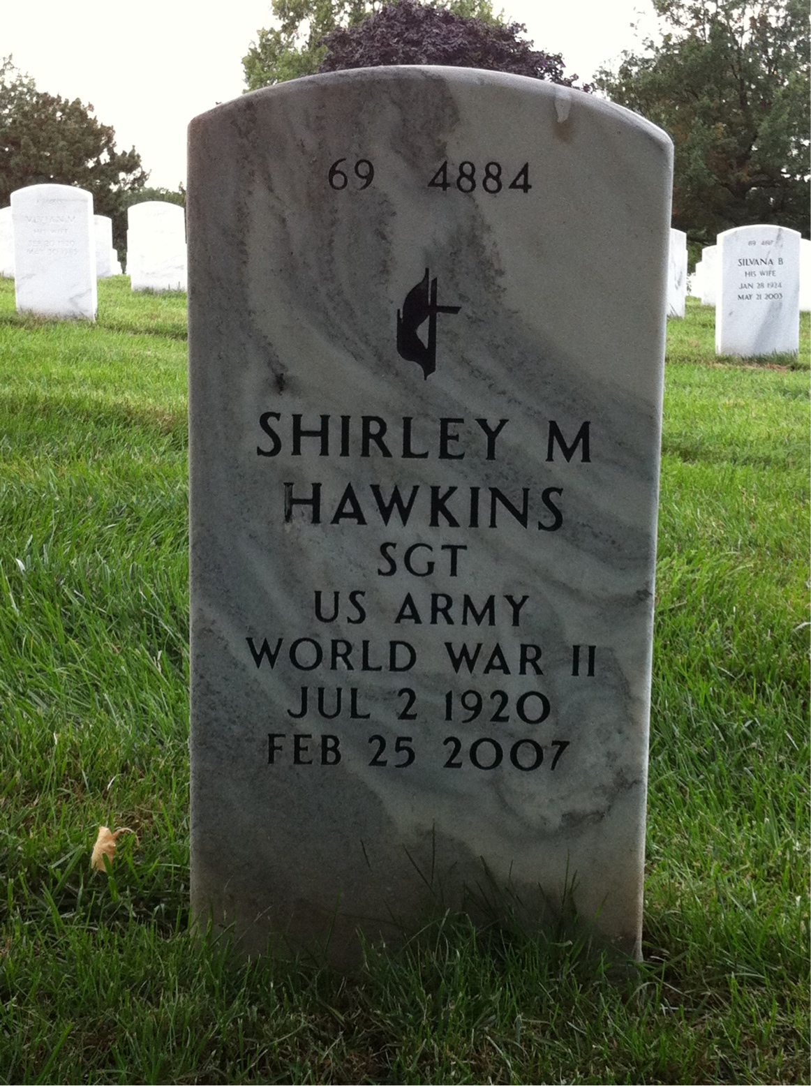 Back of headstone — Shirley Hawkins