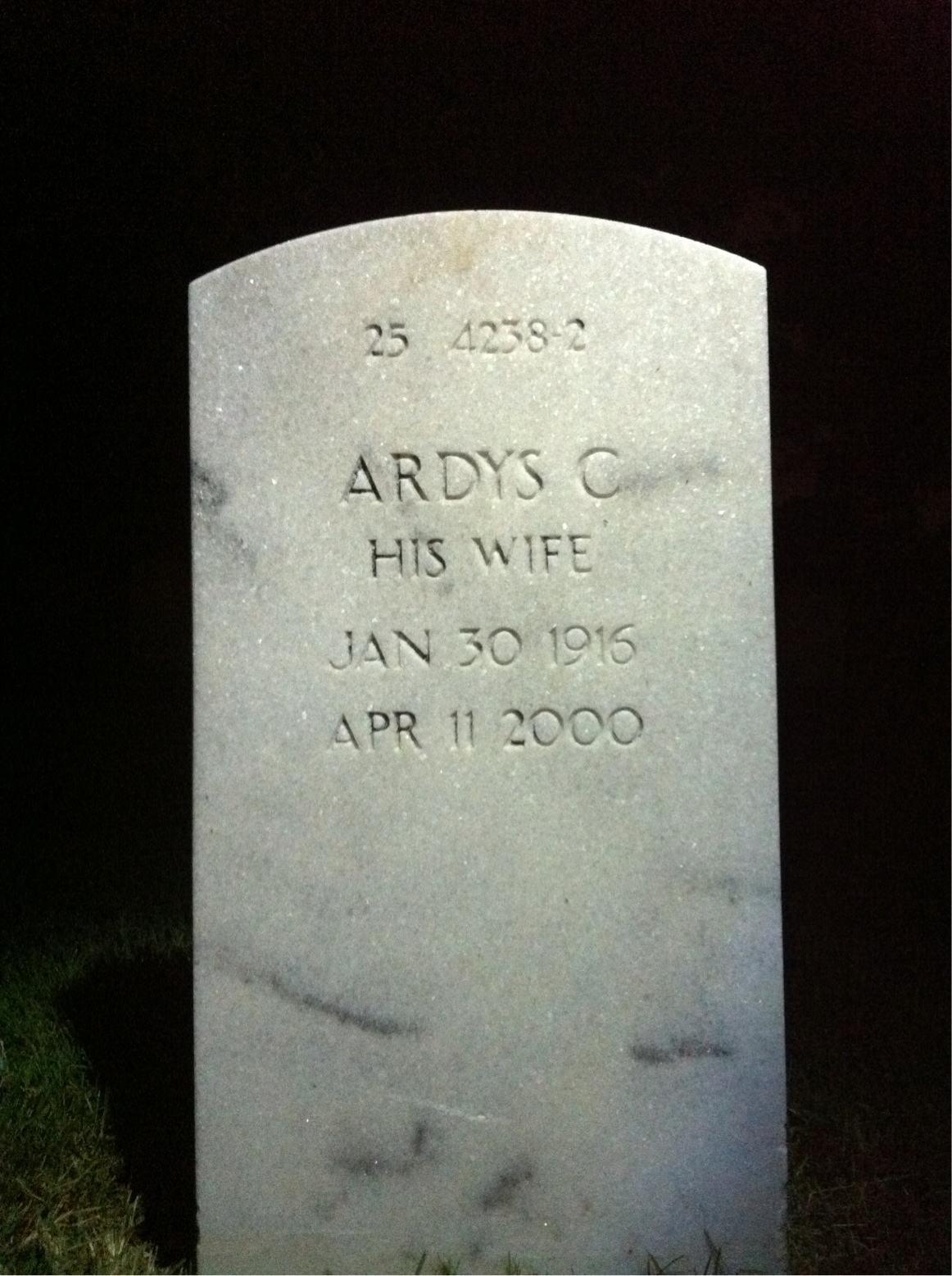 Back of headstone — Ardys Ausan