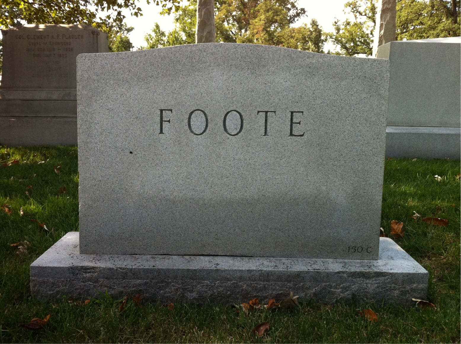 Back of headstone — William Cooper Foote