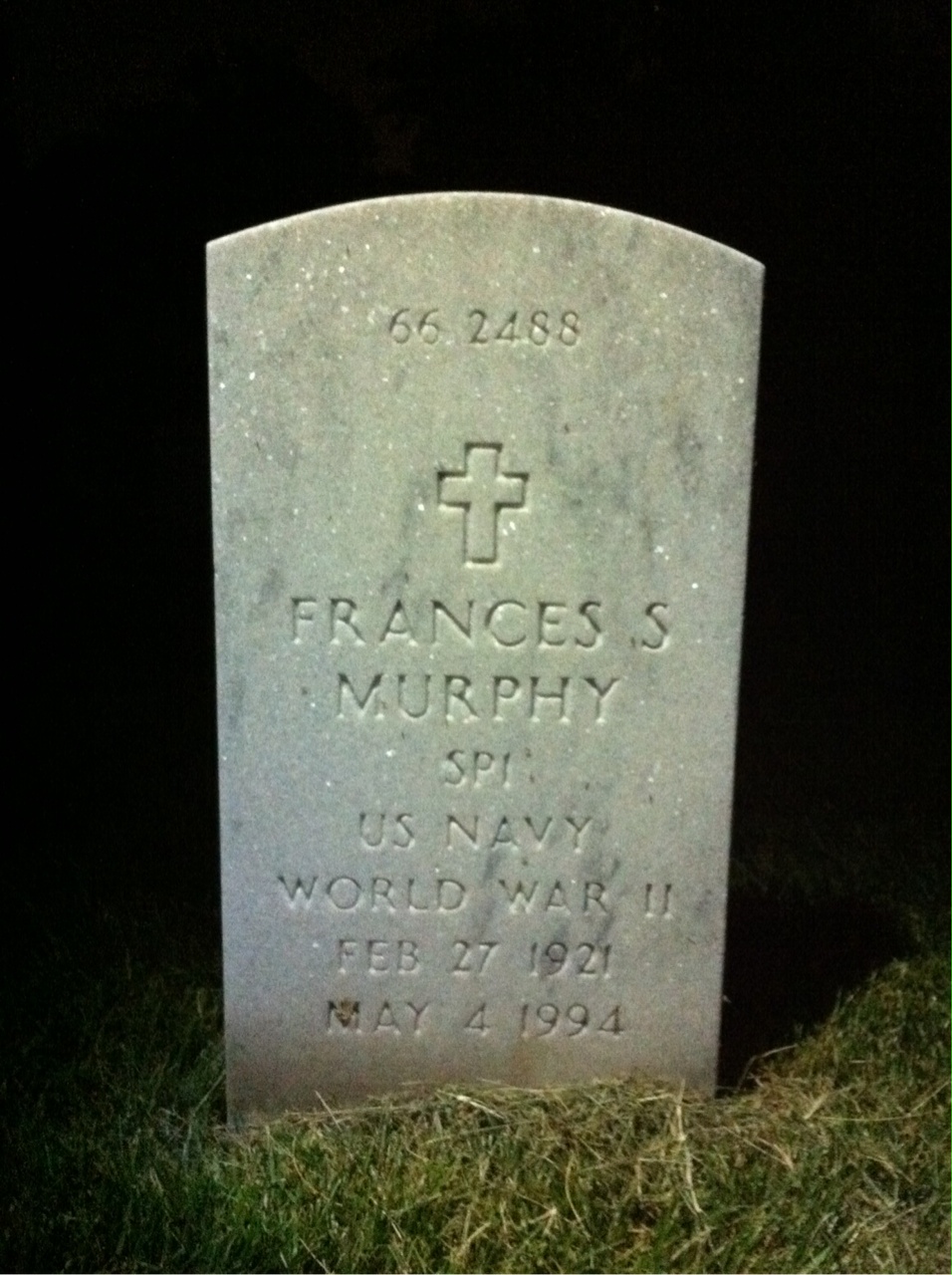 Back of headstone — Francis Murphy