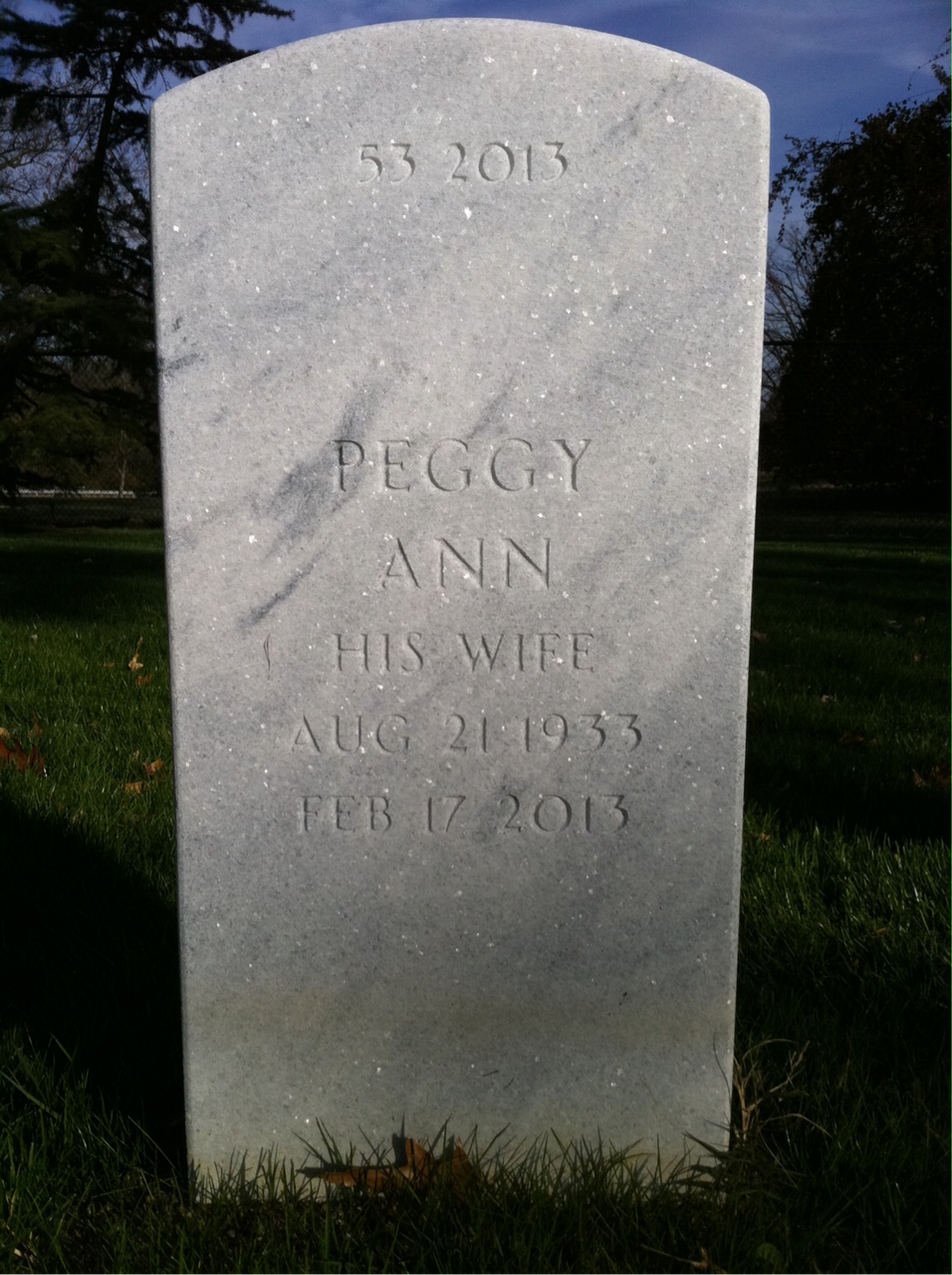 Back of headstone — William Allen