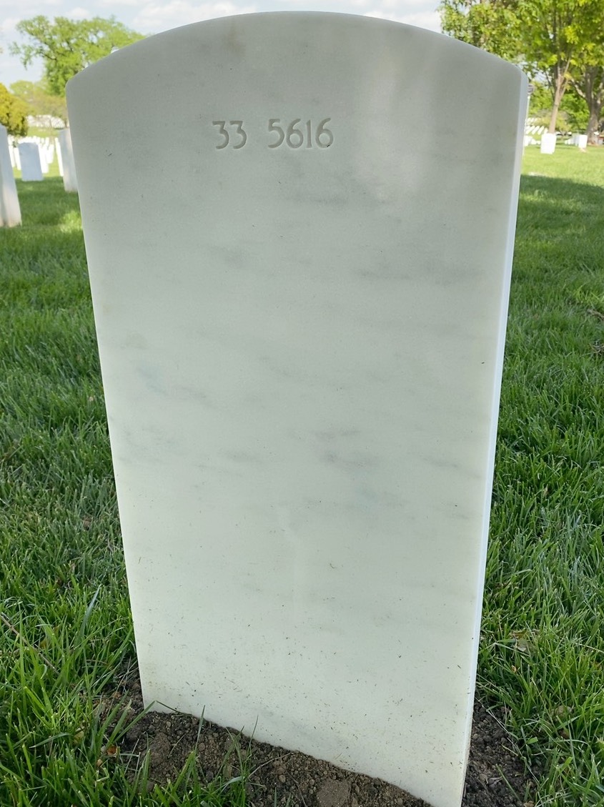Back of headstone — Warren Fred Watson